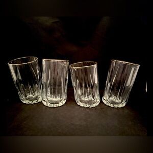 Vintage Hand Made Slanted Tilting Topsy Turvy Gold Rim Highball Glasses Set Of 4